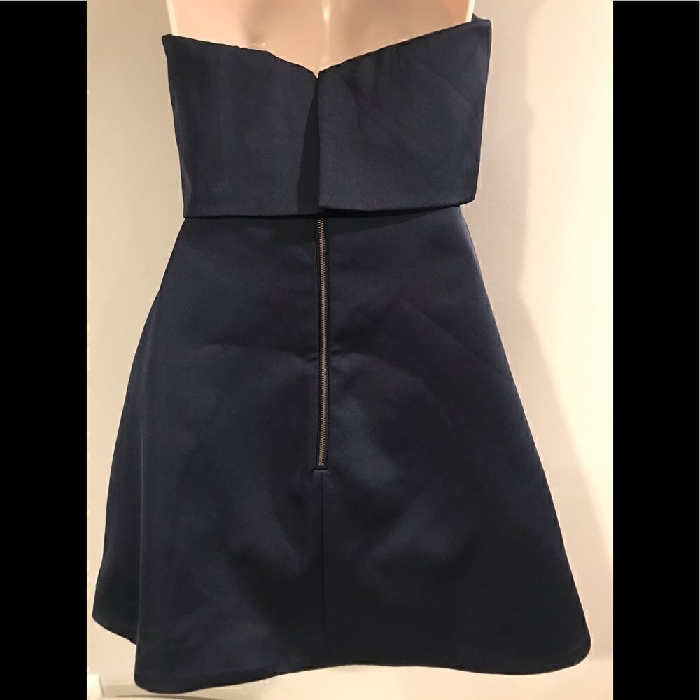 Keepsake The Label Strapless Bandeau Mini Dress Blue Satin Pleated Size S - Picture 6 of 9